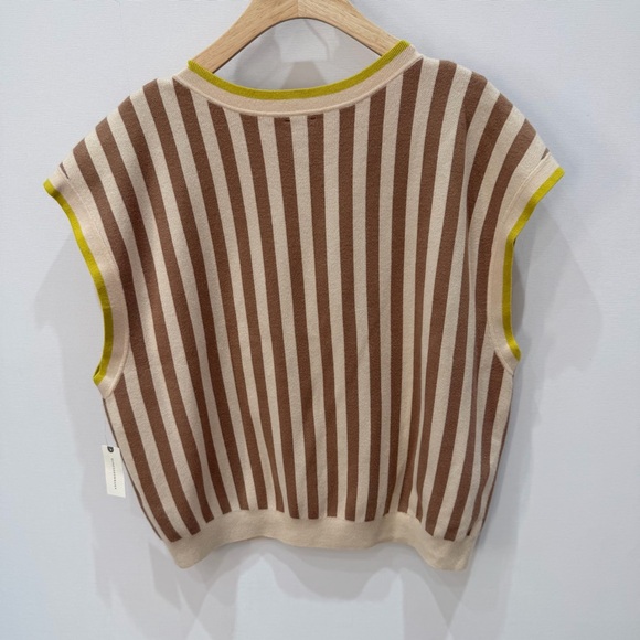 Anthropologie Maeve Slouchy Striped Sleeveless Top with Yellow Trim - Picture 5 of 5